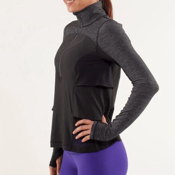 Lululemon Jacket Pullover 1/2 Zip Women's 6 Sun Runner Hybrid Half Zip Black‎ - Picture 1 of 11